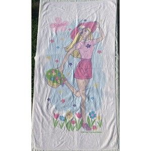 Vintage Barbie Beach Bath Towel Franco Spring Flower 39x65